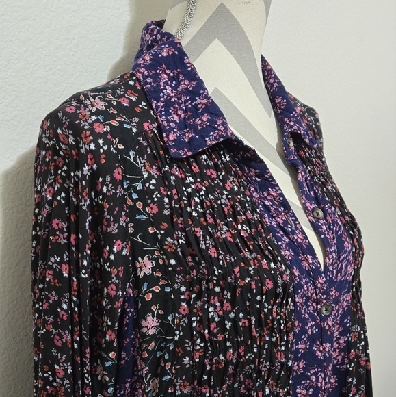 Free People Tunic Mini Dress Lost In You Printed Floral in Dark Combo Sz Medium - Picture 8 of 16